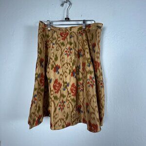 J.Jill Womens Silk Ikat Printed A-Line Skirt Size 14P Coppersuns Knee Length New
